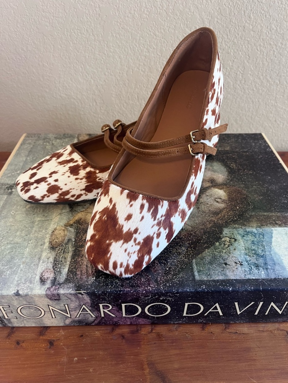 Madewell Brown and White Cowhide Mary Jane Greta Flats Women’s Size 10